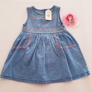 NWT Gymboree denim embroidered dress 12-18 months